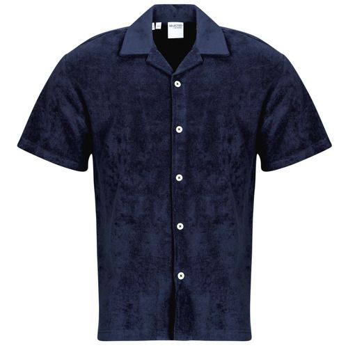 Camicia a maniche corte Uomo Selected SLHRELAXTALON Marine in colore blu navy, realizzata in tessuto leggero e traspirante. Design elegante e casual, perfetta per outfit estivi. Ideale per occasioni informali e tempo libero. Acquista ora per aggiungere stile al tuo guardaroba!