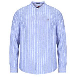 Camicia a maniche lunghe da uomo Tommy Jeans TJM LINEN MIX BND STP SHRT EXT Blu, realizzata in tessuto misto per un comfort ottimale. Design moderno e versatile, perfetta per ogni occasione. Acquista ora la camicia Tommy Jeans per un look casual e stiloso!