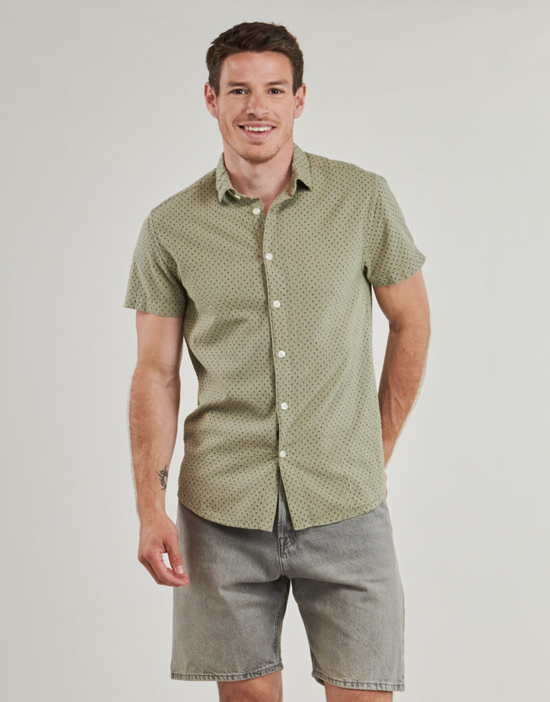 Camicia a maniche corte Deeluxe PAGOS Kaki Camicie a maniche corte Uomo - 2