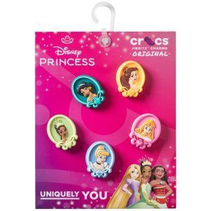 JIBBITZ Disney Princess 5Pck Multicolore per Crocs, accessori scarpe donna colorati e divertenti, perfetti per personalizzare le tue Crocs. Aggiungi un tocco di magia con questi charm ispirati alle principesse Disney, ideali per un look unico e alla moda.