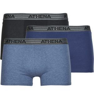 Boxer uomo Athena BASIC COTON Pack de 4 blu, realizzati in cotone morbido e traspirante. Comfort e stile per l'abbigliamento intimo maschile, ideale per l'uso quotidiano. Acquista il set di boxer dalla vestibilità perfetta e dal design essenziale, perfetto per ogni uomo. 