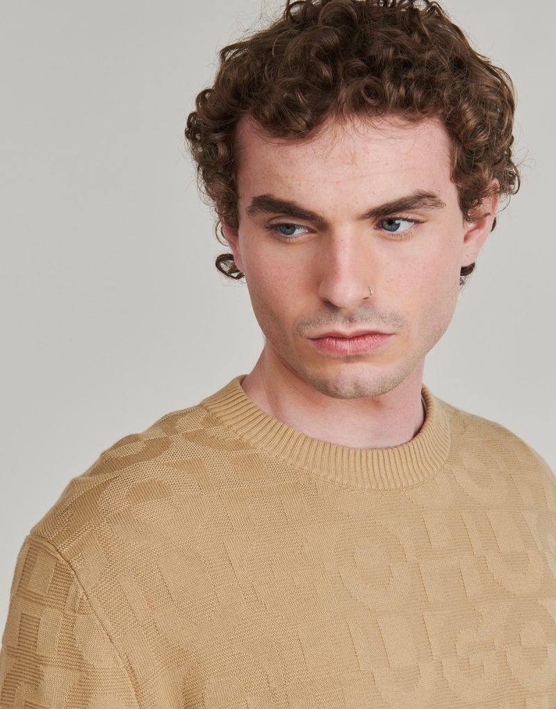 Maglione HUGO Splittum Beige Maglioni Uomo - 5