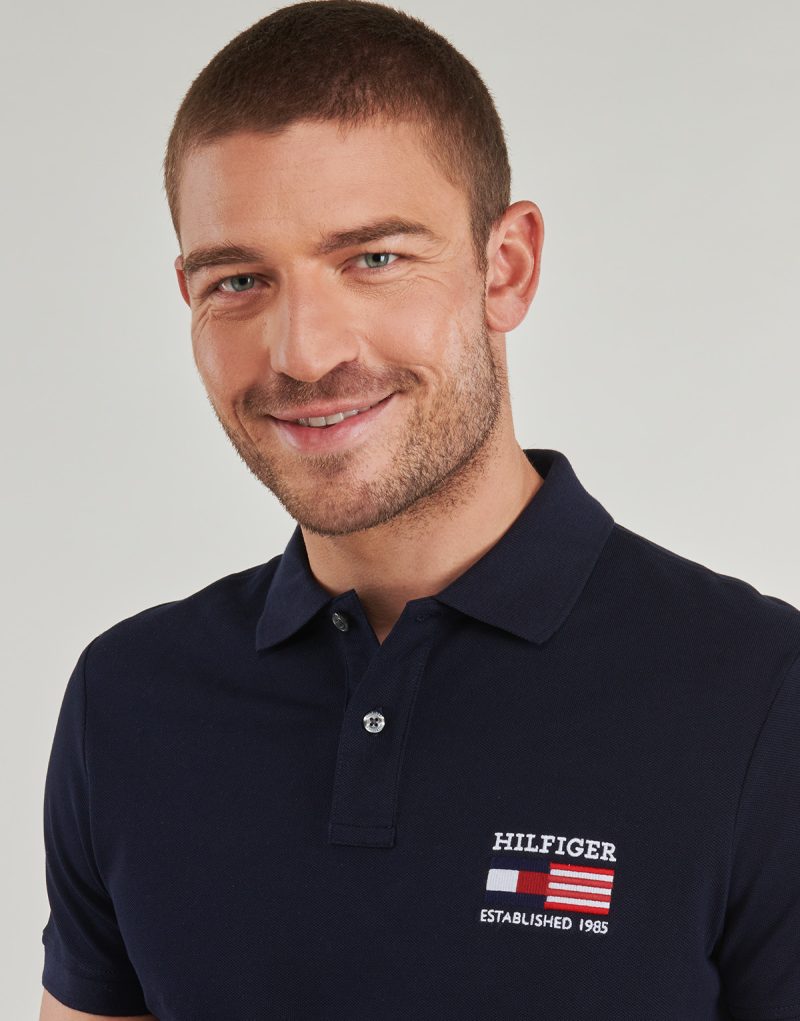 Polo Tommy Hilfiger HILFIGER FLAG REG POLO Blu Polo Uomo - 5