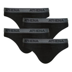 Slip uomo Athena BASIC COTON Pack de 4 in nero, realizzati in cotone di alta qualità per un comfort ottimale. Ideali per l'uso quotidiano, questi slip offrono una vestibilità perfetta e durata nel tempo. Perfetti per ogni occasione, sono un must-have nel guardaroba maschile. Acquista ora il set di slip uomo Athena BASIC COTON per uno stile elegante e pratico.