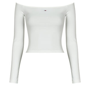 T-shirts a maniche lunghe  Tommy Jeans  TJW SLIM ESSENTIAL BOAT NECK LS  Bianco -  T-shirts a maniche lunghe Donna
