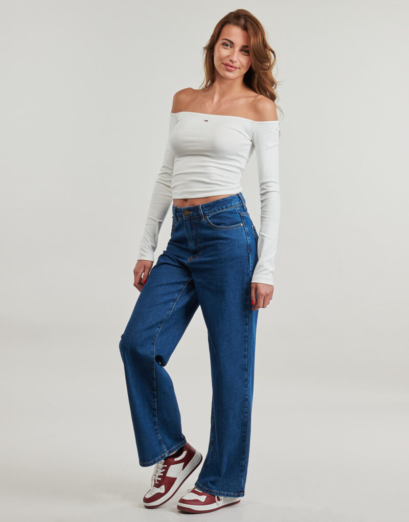 T-shirts a maniche lunghe Tommy Jeans TJW SLIM ESSENTIAL BOAT NECK LS Bianco T-shirts a maniche lunghe Donna - 3