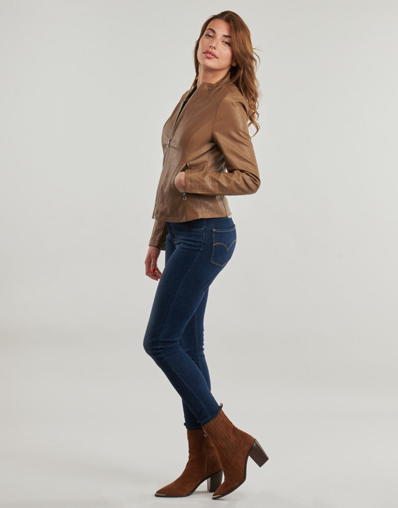 Giacca in pelle  Moony Mood  PUIRI  Marrone -   Giacche in pelle Donna - 3