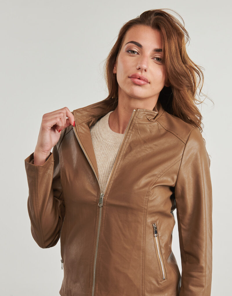 Giacca in pelle  Moony Mood  PUIRI  Marrone -   Giacche in pelle Donna - 5