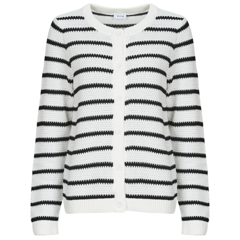 Gilet/cardigan blanc &agrave; col rond Vila VIDALO pour femme - Taille 1