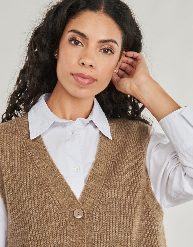 Gilet / Cardigan Only Gilet/cardigan marron ONLJANE SL Femme - 5