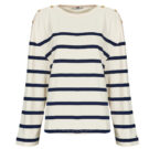 T-shirts a maniche lunghe Tommy Hilfiger LWK GOLD BUTTON BOAT-NK LS TEE Bianco T-shirts a maniche lunghe Donna - 1
