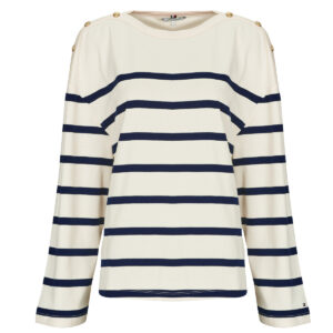 T-shirts a maniche lunghe  Tommy Hilfiger  LWK GOLD BUTTON BOAT-NK LS TEE  Bianco -  T-shirts a maniche lunghe Donna