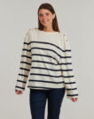 T-shirts a maniche lunghe Tommy Hilfiger LWK GOLD BUTTON BOAT-NK LS TEE Bianco T-shirts a maniche lunghe Donna - 2