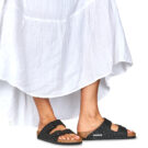 Birkenstock Arizona Leo / Negro / Pantufla estrecha negra para mujer - 8