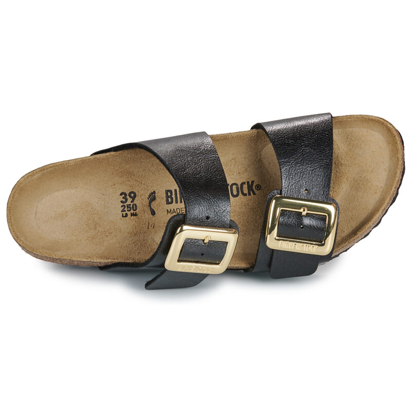 BIRKENSTOCK Sydney Cushion Buckle Leder / Braun / Lakritz / Schmal Schwarz Damen Clogs - 6