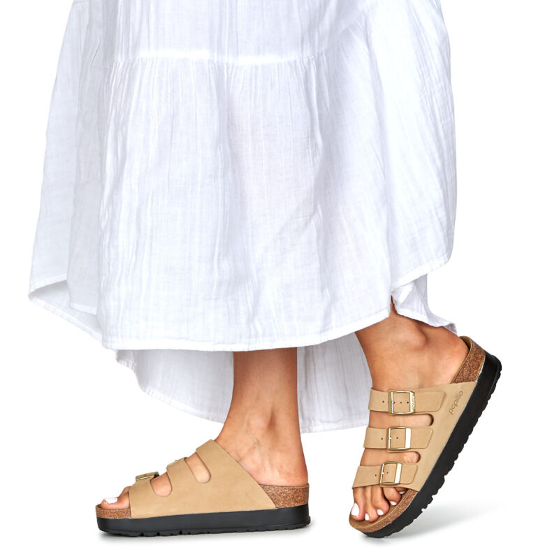Papillio Florida III Flex Platform Nubuck Beige Ciabatta Donna - 8