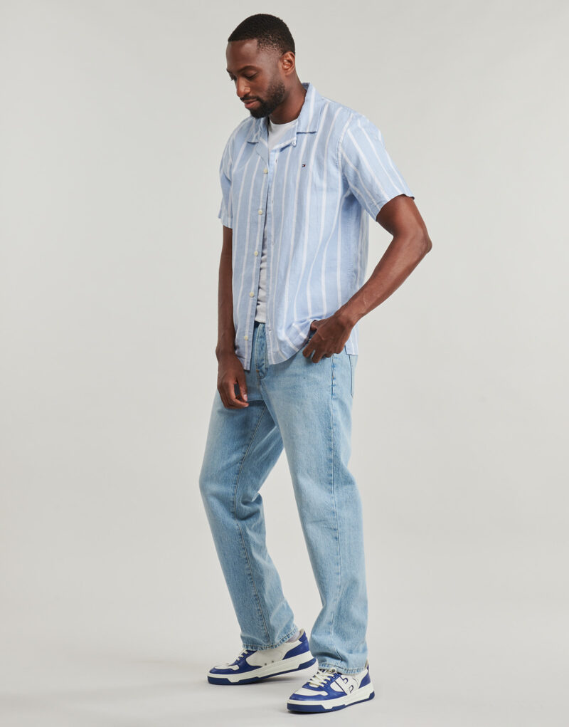 Camicia a maniche corte Tommy Hilfiger LINEN BLEND STRIPED SS RF SHIRT Blu Camicie a maniche corte Uomo - 3