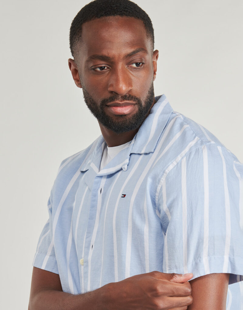 Camicia a maniche corte Tommy Hilfiger LINEN BLEND STRIPED SS RF SHIRT Blu Camicie a maniche corte Uomo - 5