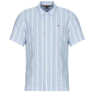 Camicia a maniche corte uomo Tommy Hilfiger  LINEN BLEND STRIPED SS RF SHIRT  Blu Tommy Hilfiger 8721186916627