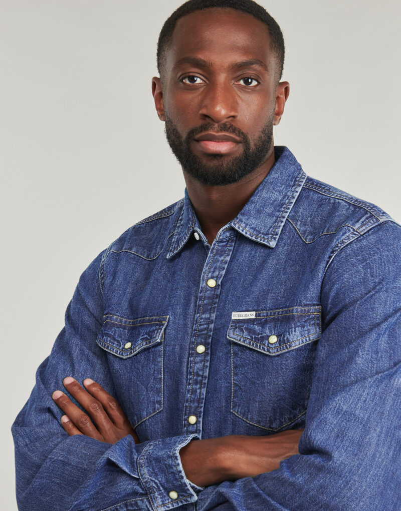 Camicia a maniche lunghe Guess GJ SLIM LS DENIM Blu Camicie a maniche lunghe Uomo - 5