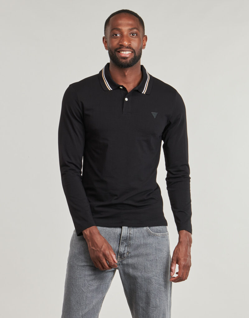 Polo &agrave; manches longues Guess Polo &agrave; manches longues noir pour homme OLIVER LS - 2