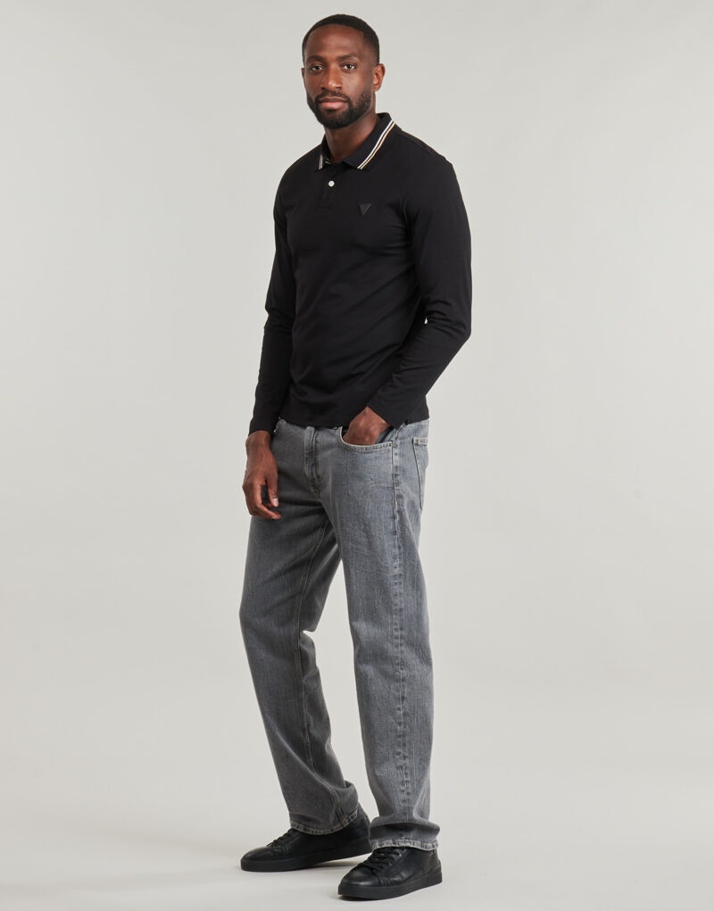 Polo &agrave; manches longues Guess Polo &agrave; manches longues noir pour homme OLIVER LS - 3