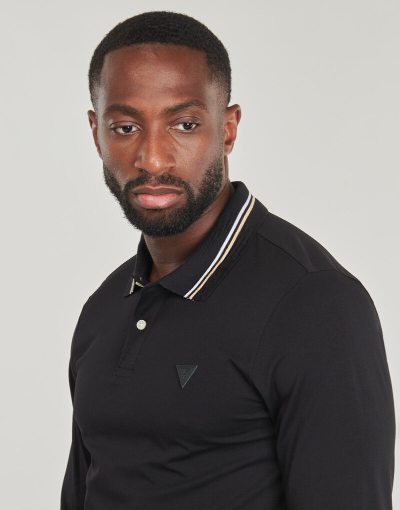 Polo &agrave; manches longues Guess Polo &agrave; manches longues noir pour homme OLIVER LS - 5