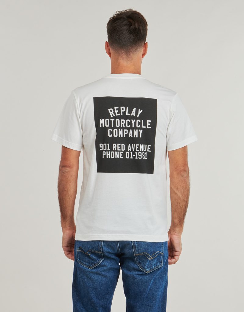 Replay T-Shirt &ndash; Wei&szlig;es Herren-T-Shirt mit kurzen &Auml;rmeln &ndash; Gr&ouml;&szlig;e 4