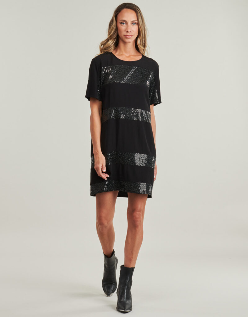 Abito corto  Freeman T.Porter  RITCHIE STRIPE  Nero -  Abiti corti Donna - 2