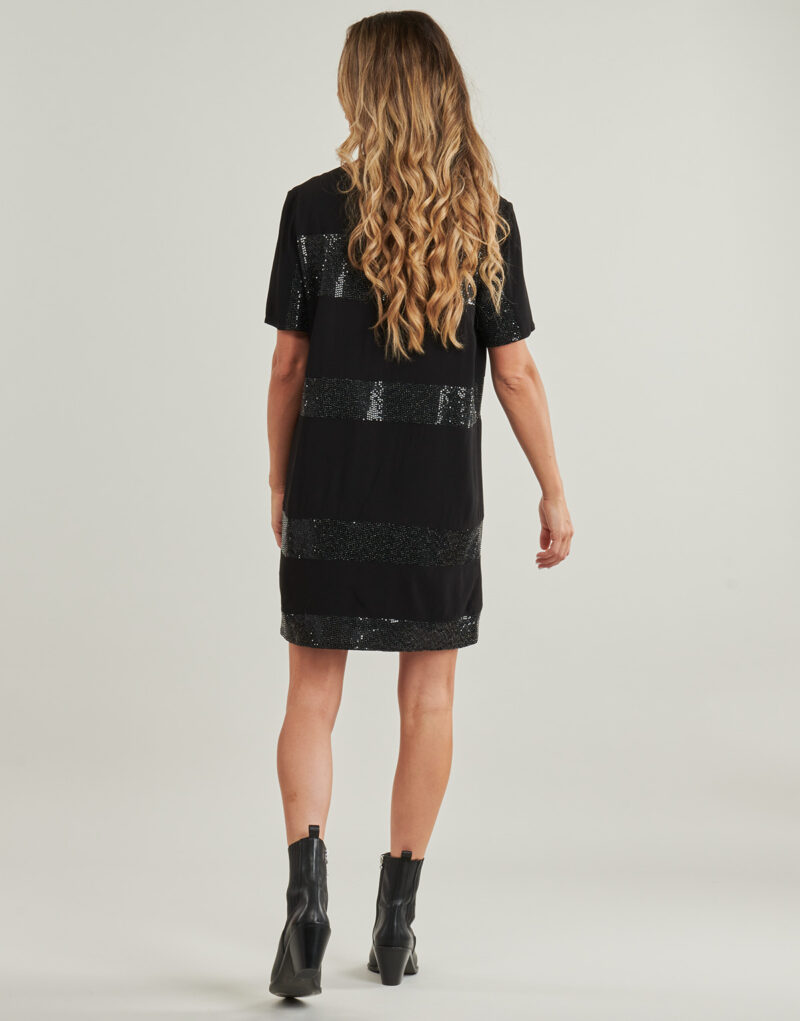 Abito corto  Freeman T.Porter  RITCHIE STRIPE  Nero -  Abiti corti Donna - 4