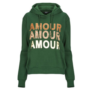 Felpe con cappuccio  Only  ONLMAIA L/S BELIEVE HOOD  Verde -  Felpe con cappuccio Abbigliamento Donna