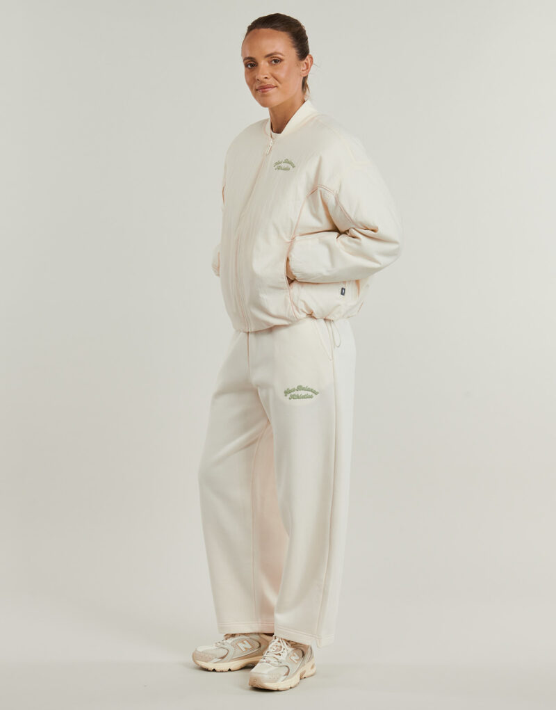 Giubbotto New Balance LINEAR HERITAGE WOVEN BOMBER JACKET Beige Giubbotti Donna - 3