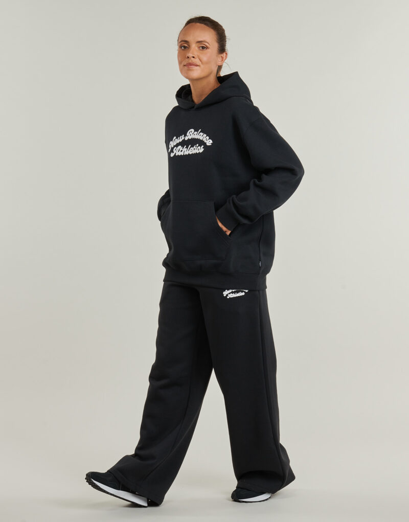 Felpe con cappuccio New Balance LINEAR HERITAGE FLEECE LONG HOODIE Nero Felpe con cappuccio Donna - 3