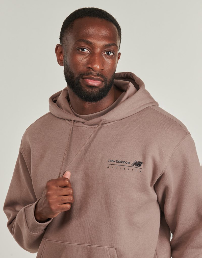 Felpe con cappuccio New Balance LINEAR GRAPHIC FLEECE HOODIE Marrone Felpe con cappuccio Uomo - 5