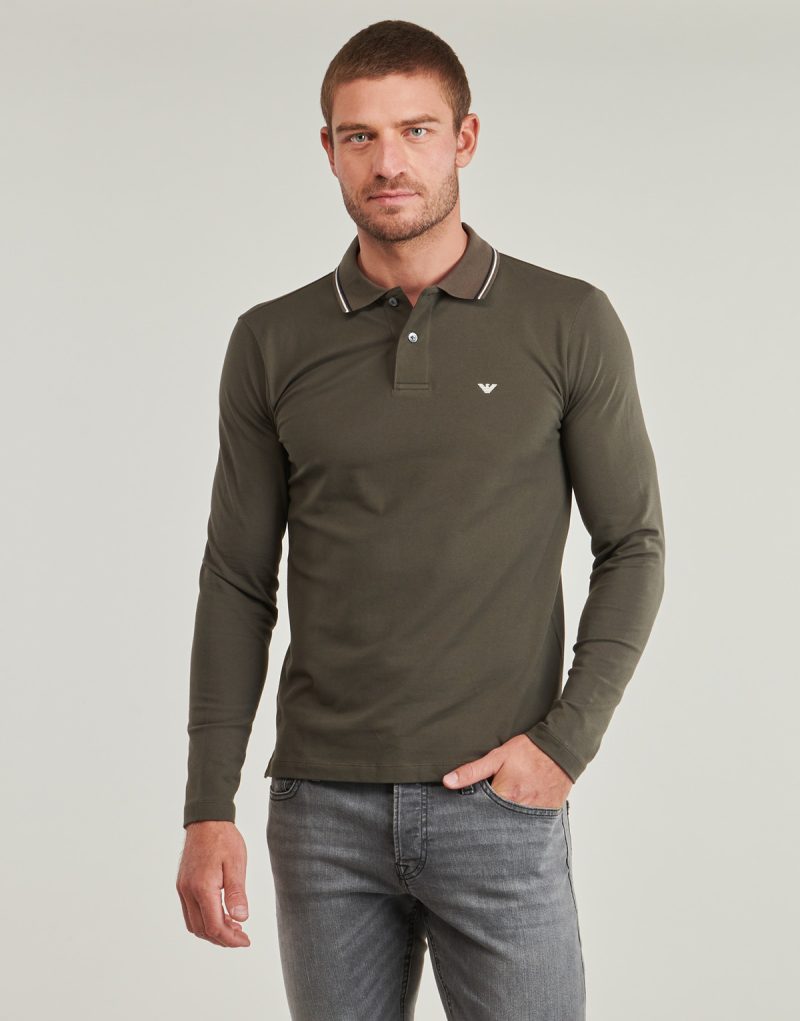 Polo &agrave; manches longues Emporio Armani POLO Kaki Homme Manches Longues - 2