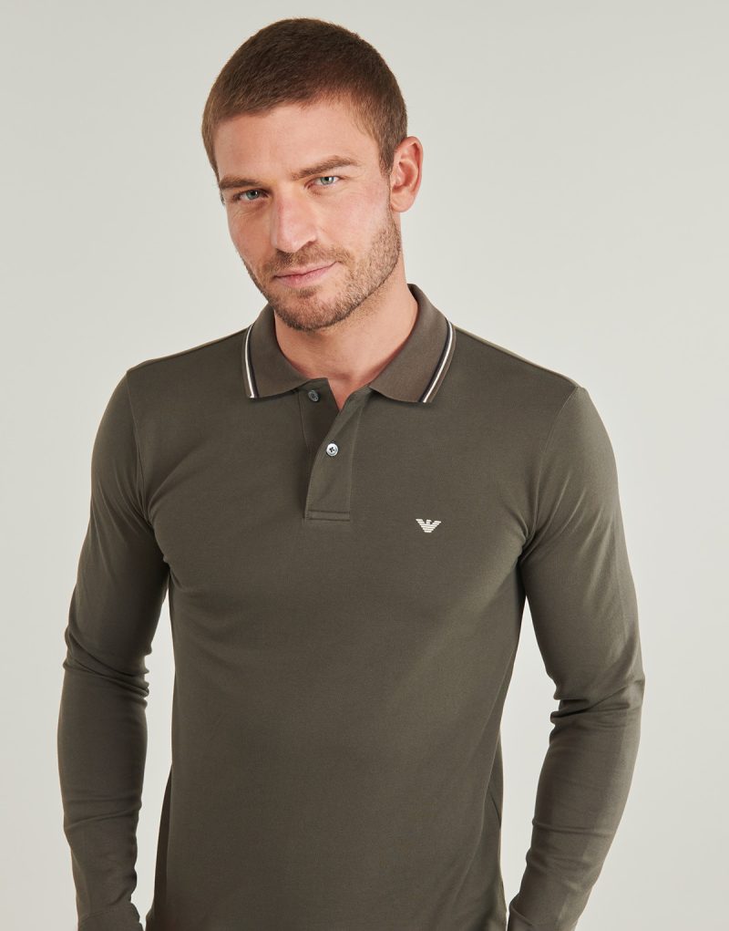 Polo &agrave; manches longues Emporio Armani POLO Kaki Homme Manches Longues - 5