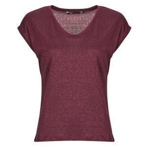 T-shirt    ONLSILVERY S/S V NECK LUREX TOP JRS  Bordeaux