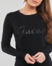 Pull  Guess Pulls noirs &agrave; manches longues pour femmes LILIANE RN - 5