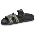 Ex&eacute; Shoes 966-KIMOLOS-LEATHER-BEIGE-BLACK Nero Ciabatta Donna - 4