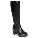 MTNG Botas negras de tac&oacute;n para mujer, talla 1 (50522)