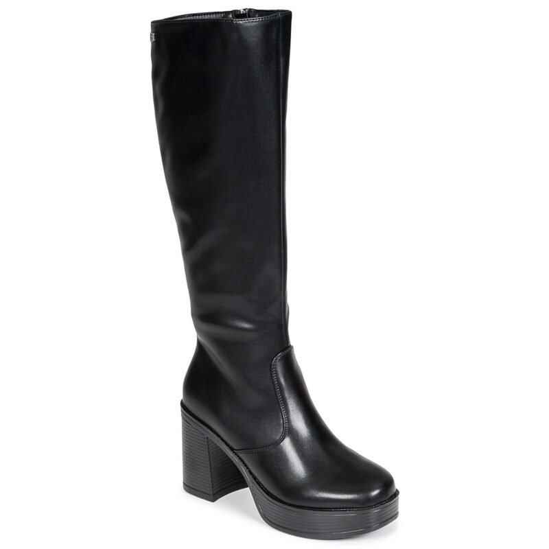 MTNG Botas negras de tac&oacute;n para mujer, talla 1 (50522)
