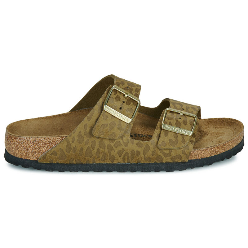 Chaussons femme BIRKENSTOCK Arizona Birko-flor / Leo / Kaki / Beige &eacute;troit - Pointure 2
