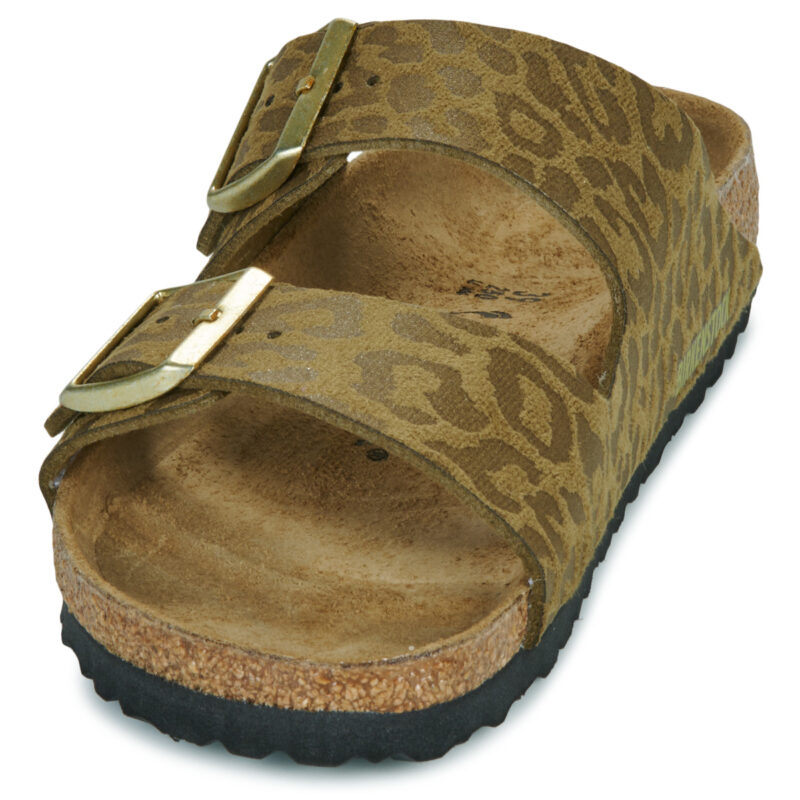 Chaussons femme BIRKENSTOCK Arizona Birko-flor / Leo / Kaki / Beige &eacute;troit - Pointure 3