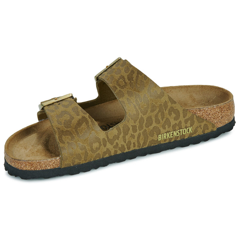Chaussons femme BIRKENSTOCK Arizona Birko-flor / Leo / Kaki / Beige &eacute;troit - Pointure 4