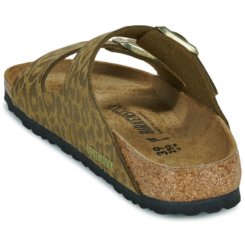 Chaussons femme BIRKENSTOCK Arizona Birko-flor / Leo / Kaki / Beige &eacute;troit - Pointure 5