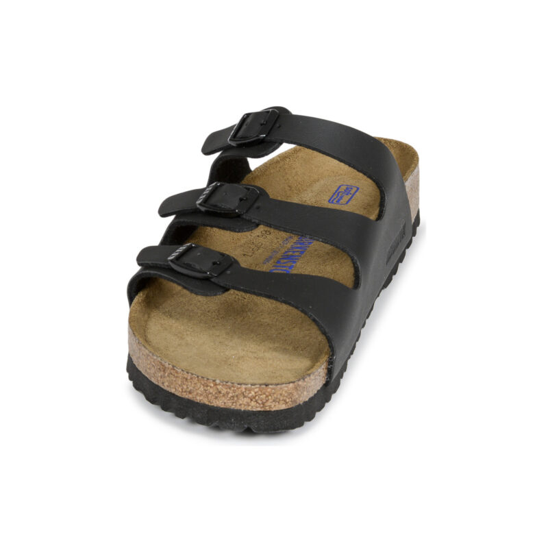 BIRKENSTOCK Florida Soft Footbed Birko-flor / Nubuck / Black / Stretto Nero Ciabatta Donna - 3