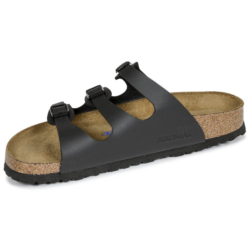 BIRKENSTOCK Florida Soft Footbed Birko-flor / Nubuck / Black / Stretto Nero Ciabatta Donna - 4