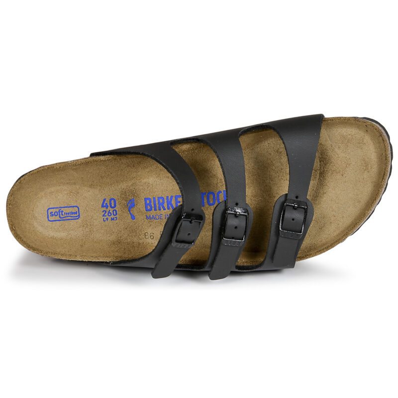 BIRKENSTOCK Florida Soft Footbed Birko-flor / Nubuck / Black / Stretto Nero Ciabatta Donna - 6