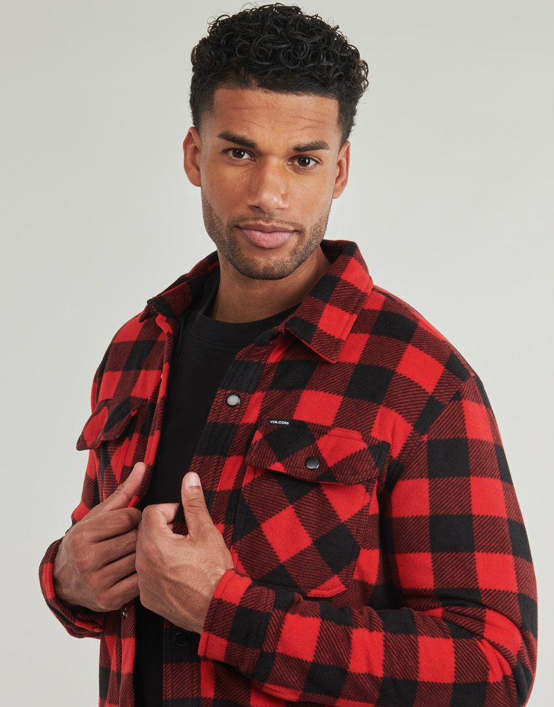 Camicia a maniche lunghe Volcom BOWERED FLEECE LS Rosso Camicie a maniche lunghe Uomo - 5