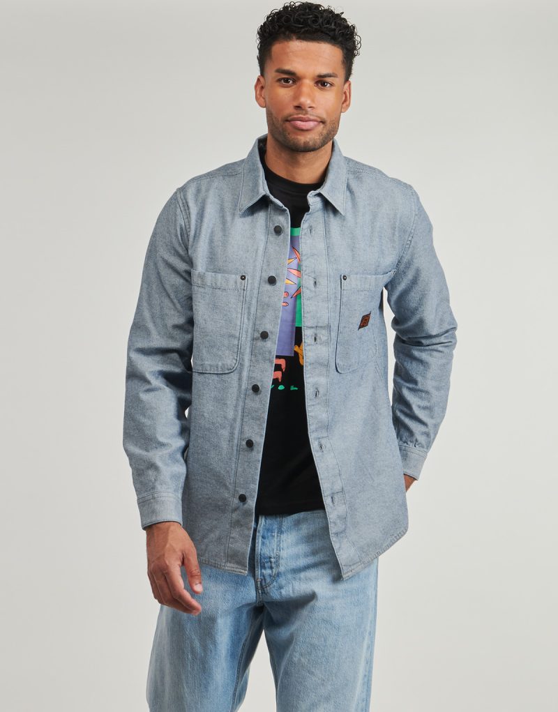 Volcom LEVELSTONE LS Blue Long Sleeve Shirt Men's Long Sleeve Shirts - 2